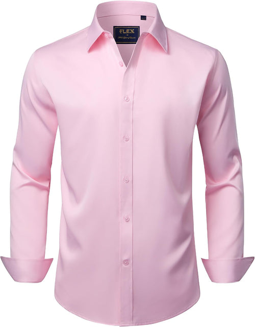J.VER Men's Dress Shirts Solid Long Sleeve Stretch Wrinkle-Free Formal Shirt Business Casual Button Down Shirts - Sable & Red