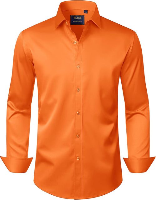 J.VER Men's Dress Shirts Solid Long Sleeve Stretch Wrinkle-Free Formal Shirt Business Casual Button Down Shirts - Sable & Red