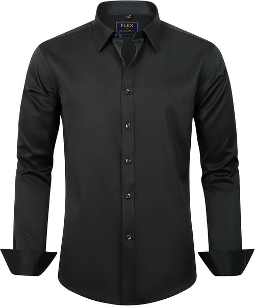 J.VER Men's Dress Shirts Solid Long Sleeve Stretch Wrinkle-Free Formal Shirt Business Casual Button Down Shirts - Sable & Red