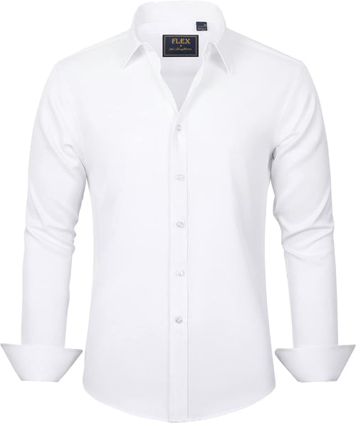 J.VER Men's Dress Shirts Solid Long Sleeve Stretch Wrinkle-Free Formal Shirt Business Casual Button Down Shirts - Sable & Red