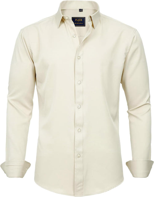 J.VER Men's Dress Shirts Solid Long Sleeve Stretch Wrinkle-Free Formal Shirt Business Casual Button Down Shirts - Sable & Red