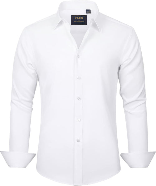J.VER Men's Dress Shirts Solid Long Sleeve Stretch Wrinkle-Free Formal Shirt Business Casual Button Down Shirts - Sable & Red