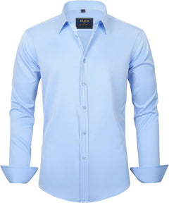 J.VER Men's Dress Shirts Solid Long Sleeve Stretch Wrinkle-Free Formal Shirt Business Casual Button Down Shirts - Sable & Red