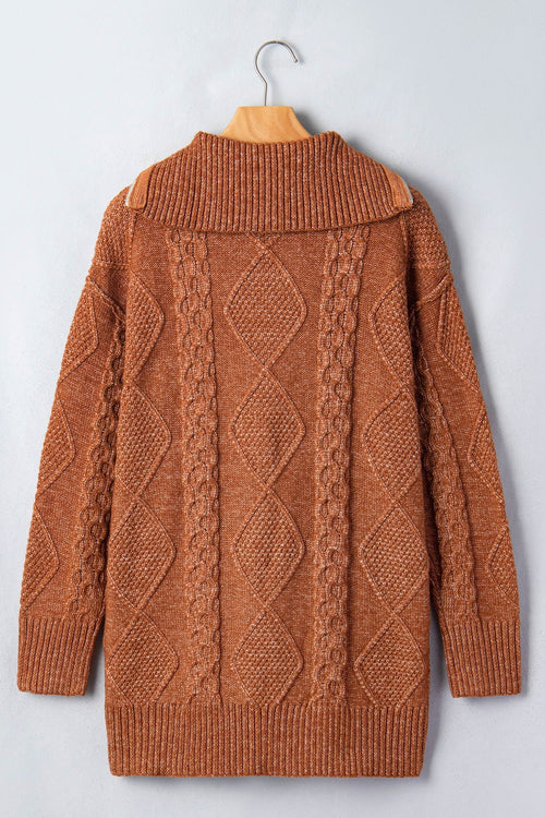 Keith Knit Drop Shoulder Long Sweater - Sable & Red