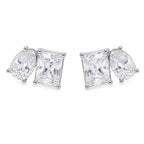 Kenneth Jay Lane Shaped Cubic Zirconia Silver-Tone Stud Earrings - Sable & Red