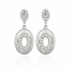 Leopard Print Oval Drop Earrings with Crystal Accents - Sable & Red