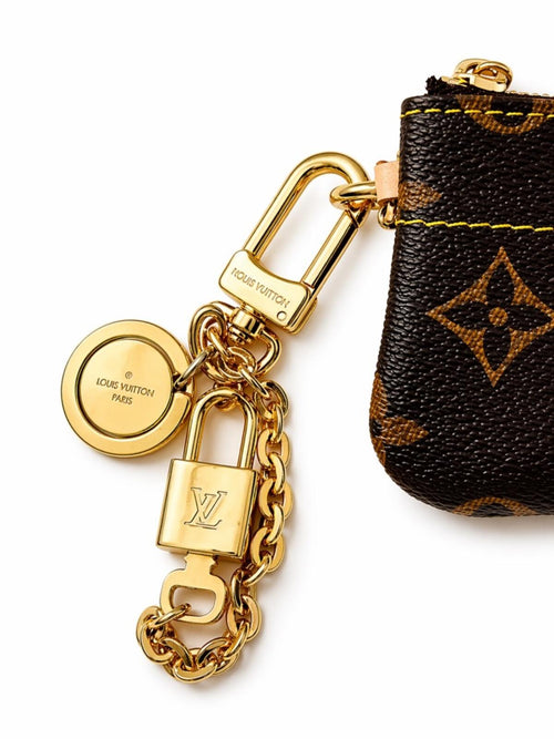 LOUIS VUITTON Heart Bag Charm Keyring Gold Light Pink - Sable & Red