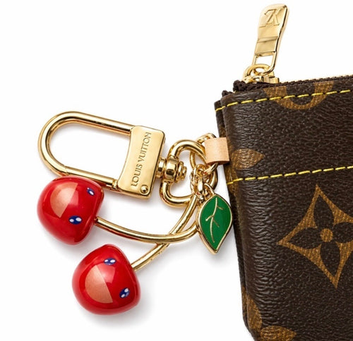Louis Vuitton Monogram Pochette Clés Cherry Charm Coin Pouch - Sable & Red