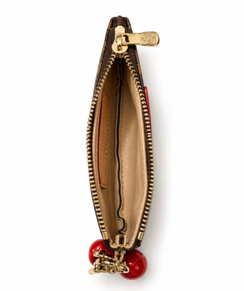 Louis Vuitton Monogram Pochette Clés Cherry Charm Coin Pouch - Sable & Red