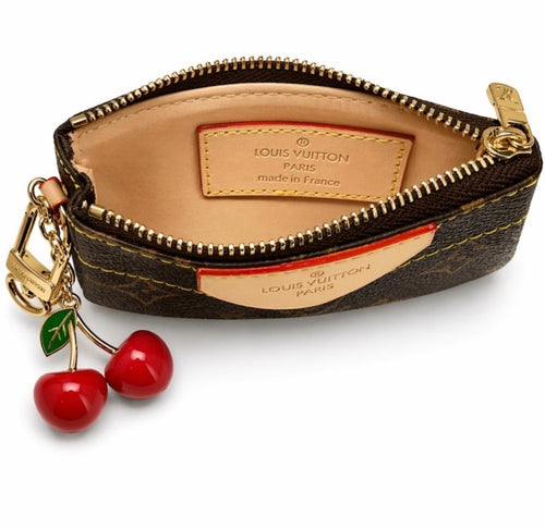 Louis Vuitton Monogram Pochette Clés Cherry Charm Coin Pouch - Sable & Red