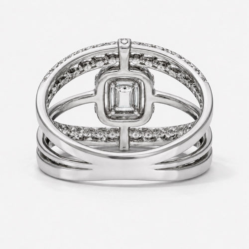 Luxury Emerald-Cut CZ Pavé Statement Ring - Sable & Red