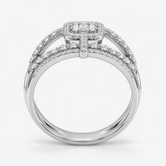 Luxury Emerald-Cut CZ Pavé Statement Ring - Sable & Red