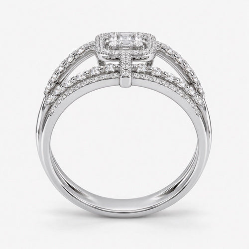 Luxury Emerald-Cut CZ Pavé Statement Ring - Sable & Red