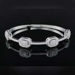 Luxury Halo Bracelet – White Gold Four Cluster Bangle - Saks Fifth Avenue NEW - Sable & Red