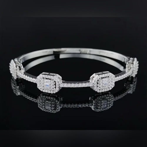 Luxury Halo Bracelet – White Gold Four Cluster Bangle - Saks Fifth Avenue NEW - Sable & Red