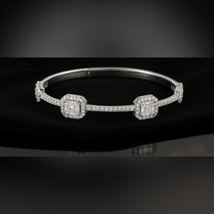 Luxury Halo Bracelet – White Gold Four Cluster Bangle - Saks Fifth Avenue NEW - Sable & Red