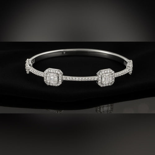 Luxury Halo Bracelet – White Gold Four Cluster Bangle - Saks Fifth Avenue NEW - Sable & Red
