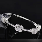 Luxury Halo Bracelet – White Gold Four Cluster Bangle - Saks Fifth Avenue NEW - Sable & Red
