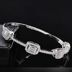 Luxury Halo Bracelet – White Gold Four Cluster Bangle - Saks Fifth Avenue NEW - Sable & Red