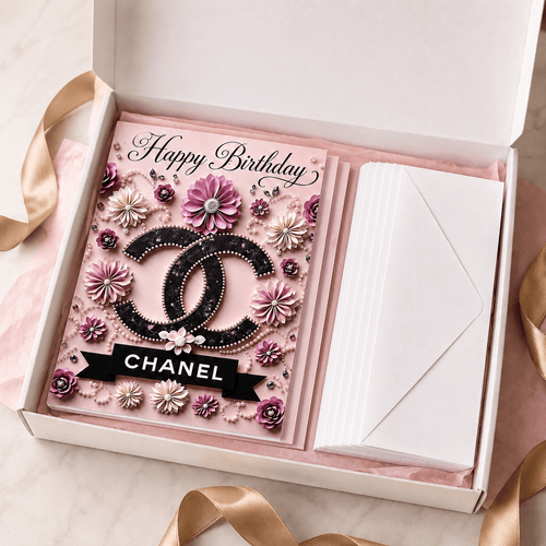 Luxury Pink Birthday Card Set of 6 with Envelopes - Sable & Red
