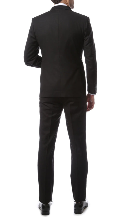 Mens ZNL22S 2pc 2 Button Slim Fit Black Zonettie Suit - Sable & Red