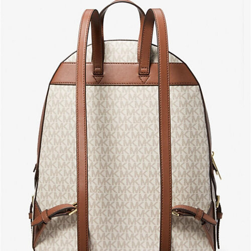Michael Kors Jaycee Large Logo Backpack Vanilla Natural - Sable & Red