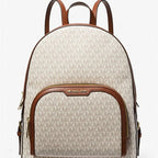 Michael Kors Jaycee Large Logo Backpack Vanilla Natural - Sable & Red