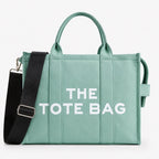 Mint Green Canvas The Tote Bag with Adjustable Shoulder Crossbody Strap - Sable & Red