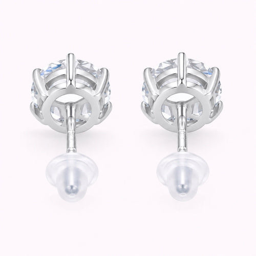 Moissanite Stud Earrings 18k White Gold Brilliant Round Cut Gift Set Bundle 2ct - Sable & Red
