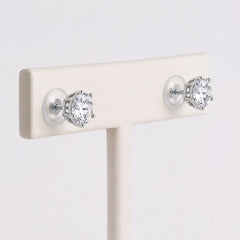 Moissanite Stud Earrings 18k White Gold Brilliant Round Cut Gift Set Bundle 2ct - Sable & Red