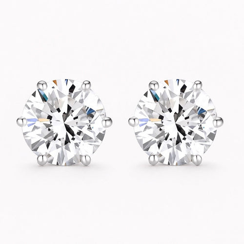 Moissanite Stud Earrings 18k White Gold Brilliant Round Cut Gift Set Bundle 2ct - Sable & Red