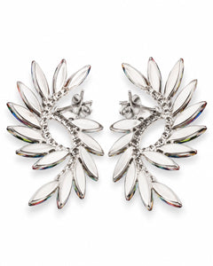 Multicolor Crystal Wing Statement Stud Earrings - Sable & Red