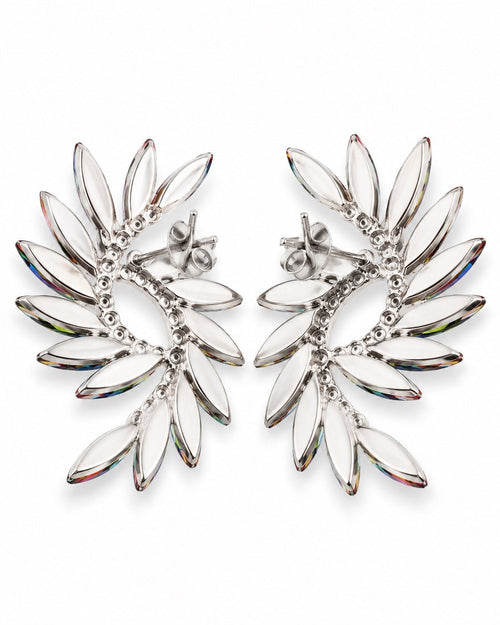 Multicolor Crystal Wing Statement Stud Earrings - Sable & Red