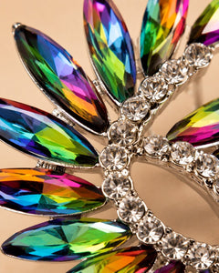 Multicolor Crystal Wing Statement Stud Earrings - Sable & Red