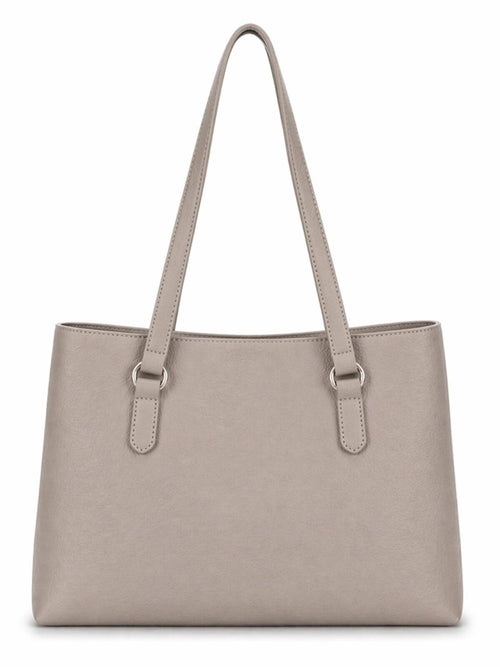 MultiSac Taupe Tri-Compartment Tote Shoulder Handbag NWOT - Sable & Red