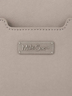 MultiSac Taupe Tri-Compartment Tote Shoulder Handbag NWOT - Sable & Red