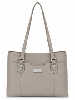 MultiSac Taupe Tri-Compartment Tote Shoulder Handbag NWOT - Sable & Red