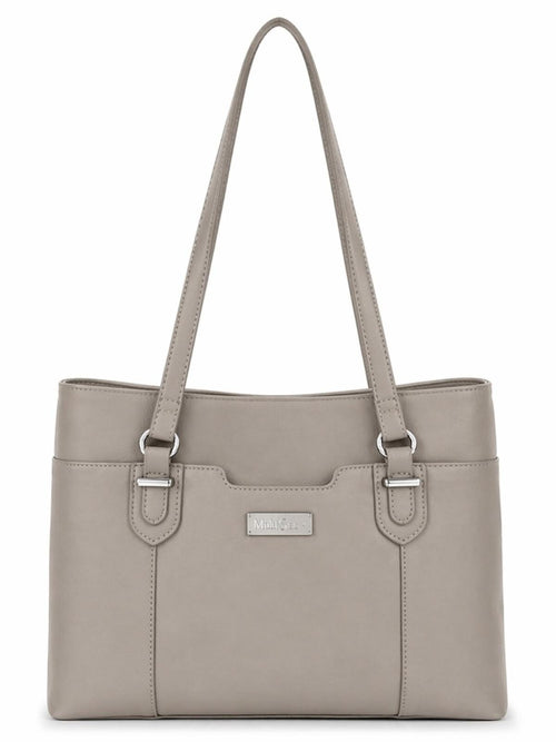 MultiSac Taupe Tri-Compartment Tote Shoulder Handbag NWOT - Sable & Red