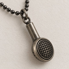 Music Earbud Pendant Necklace 20” Antiqued Finish - Soundwave - Sable & Red