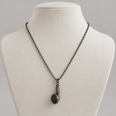 Music Earbud Pendant Necklace 20” Antiqued Finish - Soundwave - Sable & Red