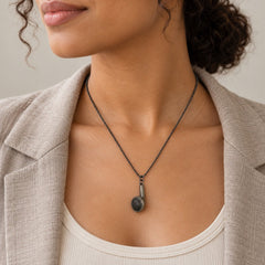 Music Earbud Pendant Necklace 20” Antiqued Finish - Soundwave - Sable & Red