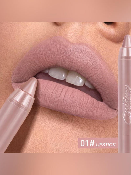 Nude Velvet Matte Lipstick Pencil Waterproof Long Lasting - Sable & Red