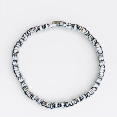 Oval Lab-Created Blue Sapphire Double Infinity Bracelet in Silver - Sable & Red