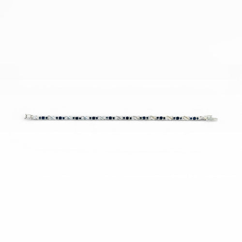 Oval Lab-Created Blue Sapphire Double Infinity Bracelet in Silver - Sable & Red