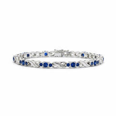 Oval Lab-Created Blue Sapphire Double Infinity Bracelet in Silver - Sable & Red