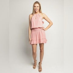 Parker Williame 100% Silk Blush Pink Halter Midi Dress NEW - $318 Retail! - Sable & Red