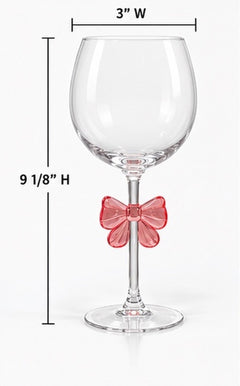 Pink Bow Wine Glasses Set of 2 Hard Plastic | Sable & Red Blush Bow - Sable & Red
