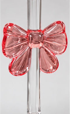 Pink Bow Wine Glasses Set of 2 Hard Plastic | Sable & Red Blush Bow - Sable & Red