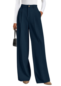 PRETTYGARDEN Women's Tailored Wide Leg Work Dress Pants - Sable & Red