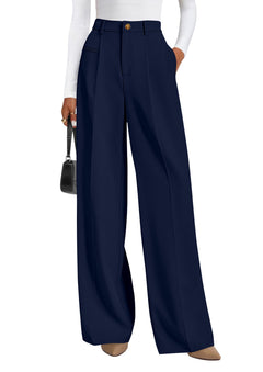 PRETTYGARDEN Women's Tailored Wide Leg Work Dress Pants - Sable & Red